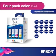 Epson Pacote com 4 tintas Ecotank preto, ciano, magenta e amarelo para L1110, L1210, L3110, L3210, L3150, L3250, L5190, L5290, Code T544520-4P - imagem 2