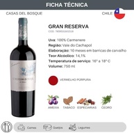 Vinho Tinto Chileno Casas Del Bosque Gran Reserva Carmenere 750ml - imagem 2