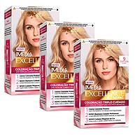 Tintura Excellence L'Oréal 9: Louro Claríssimo + 3 Kits! - imagem 1