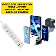 Régua Elétrica 5 Tomadas + 3 USB (1 Tipo-C) 3m Bivolt 2500W - Organize e Carregue Tudo! - imagem 5