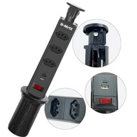 Torre de Tomada Retrátil Preta: 3 Tomadas 20A + USB e Tipo C - Organize e Carregue! - imagem 3