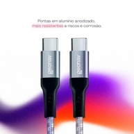 Geonav Cabo USB-C (tipo C) para USB-C (tipo C), 1,5 metros, nylon trançado, UCC04, Cinza/Branco - imagem 5