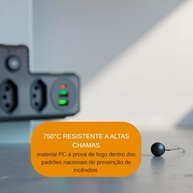 Adaptador de Tomada Inteligente: 4 Tomadas + 3 USB (Tipo C) Bivolt Universal - Preto - imagem 3