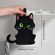 Toalha de Mão Decorativa com Design de Gato Preto - Absorvente e Fofa para Cozinha e Banheiro - imagem 3