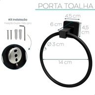 Porta Toalha Preto Fosco Redondo em Aço Inox 304 - Design Moderno para Banheiro e Lavabo - imagem 4
