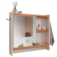 Armário com Espelho e Porta-Toalhas para Banheiro Genova - Design Moderno Off White e Cinamomo - imagem 1