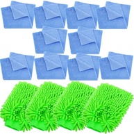 Kit 10 Toalhas Profissionais 40x60cm Azul Claro 400gsm Karbox + 4 Luvas Microfibra Verde - imagem 1