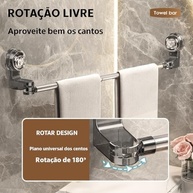 Toalheiro Extensível com Ventosa Giratório 180° - 50 a 100cm | Sem Furos na Parede - imagem 4