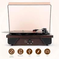Toca-Discos VEDO Retro Bluetooth: Som Vintage com Tecnologia Moderna | Madeira Marrom - imagem 3