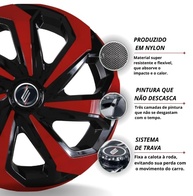 Jogo 4 Calotas Esportivas Spider Aro 14 Preto/Vermelho - Universal para Todos os Carros - imagem 5