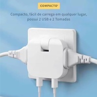 Kit 2 Adaptadores Tomada Benjamin Articulado com 2 USB + 2 Tomadas 10A 220V (Azul) - imagem 5