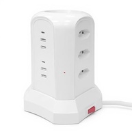 Torre de Tomada 9 Tomadas + 6 USB (2 Tipo-C) - Extensão Elétrica Inteligente 2500W Branco - imagem 2