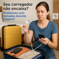 Adaptador Universal Tomada Internacional Bivolt Branco - UK/EU para Brasil - imagem 2