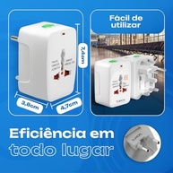 Kit 2 Adaptadores Tomada Universal Padrão Internacional (EUA, Europa, Inglaterra, Austrália) com LED e Proteção - imagem 3