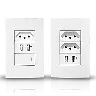 Tomada USB 2 Portas + Tomada 10A: Carregue 2 Celulares na Parede! - imagem 1