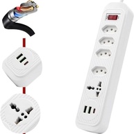 Filtro de Linha 7 em 1: 4 Tomadas + 3 USB (Tipo-C), Extensão Elétrica Bivolt 2500W com Cabo 2m e Interruptor - Branco - imagem 1