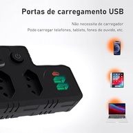 Régua de Energia 4 Tomadas + 3 USB (1 USB-C) 2500W Bivolt - Organize e Carregue Tudo! - imagem 5