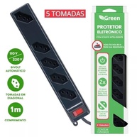 Protetor Eletrônico GREEN 5 Tomadas 10A Bivolt c/ Disjuntor | Proteção Total para Seus Equipamentos - imagem 3