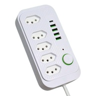 Régua de Energia Premium: 5 Tomadas + 4 USB + 1 Tipo-C | Carregamento Inteligente e Seguro - imagem 1