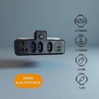 Adaptador de Tomada Inteligente: 4 Tomadas + 3 USB (Tipo C) Bivolt Universal - Preto - imagem 2
