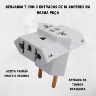 Kit 3 Adaptadores T Benjamim 3 Entradas 10A Bivolt: Multiplique suas Tomadas com Segurança! - imagem 4