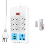 Régua de Tomada 6 Tomadas Universais + 2 USB + 1 USB-C 2m Branco - Bivolt Automático - imagem 1