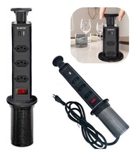 Torre de Tomadas Embutir Mesa: 3 Tomadas + USB + USB-C (Preta) - imagem 2