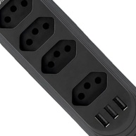 Extensão Elétrica 4 Tomadas + 3 USB 2m Bivolt - Potencialize suas Conexões! - imagem 3