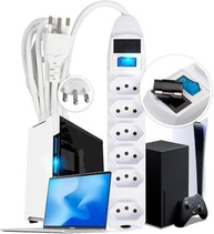 Régua de Tomadas Tripolar 6 Saídas 10A Bivolt com Fusível de Proteção - Branco - imagem 2