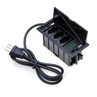 Caixa de Tomada 4 Blocos: 3 Tomadas 10A + 3 USB 5.2A - Carregamento Rápido e Organização Total - imagem 1