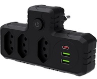 Extensão Régua de Energia 3 Tomadas + 3 USB (1 Tipo-C) Lene Preto - Carregamento Inteligente e Seguro - imagem 2