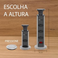 Torre de Tomada Retrátil Multiplug: 3 Tomadas 20A + USB-A + USB-C para Bancada - imagem 4