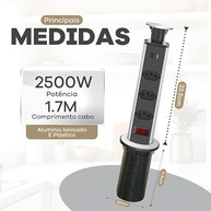 Torre de Tomadas Retrátil Embutir: 3 Tomadas + USB + USB-C para Bancada (Preta) - imagem 4