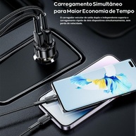 Carregador Veicular Toocki 60W USB-C + USB-A: Carregamento Turbo PD 30W e QC 3.0 - imagem 3