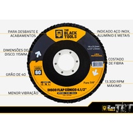 Discos Flap 115mm Grão 60: Kit 50 The Black Tools - imagem 2