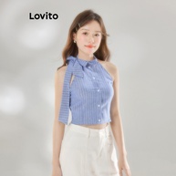 Top Listrado Tie Front Lovito: Casual e Moderno - imagem 1