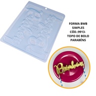 Topo de Bolo Parabéns: Formas Simples BWB - imagem 1