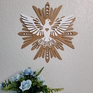 Enfeite de Parede Pomba do Espírito Santo 30x30cm | MDF Branco com Toque Espiritual - imagem 4