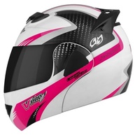 Capacete Pro Tork V-Pro Jet 2 Carbono Escamoteável - Branco/Rosa Tam. 60 c/ Viseira Fumê - imagem 2