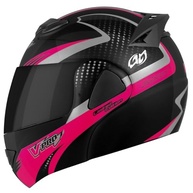 Capacete Escamoteável Pro Tork V-Pro Jet 2 Carbon Preto/Rosa - Tam. 60 - Viseira Fumê - imagem 2