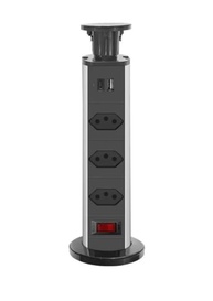 Torre de Tomada Retrátil: Sua Mesa Organizada com 3 Tomadas, USB e USB-C - imagem 1