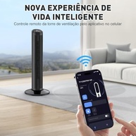 Ventilador de Torre Inteligente Hivento com Controle por App, 6,2 m/s, Oscilação 70°, 3 Velocidades, 110V - imagem 3