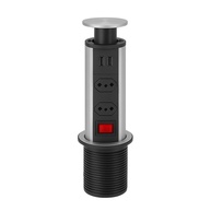 Torre Retrátil de Tomadas Embutir Multiplug com USB-C e Tipo A - Alumínio Premium - imagem 1