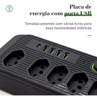 Régua de Energia Torre 5 Tomadas + 4 USB + 1 USB-C 2m 2500W - Potencialize seu Espaço com Segurança e Tecnologia! - imagem 4