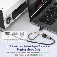 Cubilux Adaptador de áudio óptico USB A para TOSLINK, conversor digital unidirecional USB tipo A para SPDIF, transmissor S/PDIF apenas para computador, laptop, PC PS5/4, não para TV ou outros - imagem 5