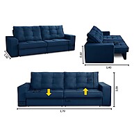 Sofá Retrátil e Reclinável Azul: Conforto Total! - imagem 2