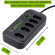 Filtro de Linha Premium: 5 Tomadas Universais + 4 USB (1 Tipo-C) - Segurança e Conectividade Total - imagem 3