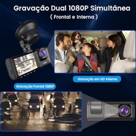 Câmera Automotiva 3 Lentes Full HD 1080p: Segurança Total com Visão Noturna e Sensor de Colisão - imagem 2
