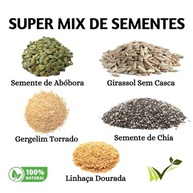 Mix de Sementes Naturais (Abobora Girassol Chia Linhaça Gergelim) - 500g total - imagem 3