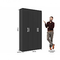 Armário Multiuso 4 Portas Preto – Organização Total - imagem 2